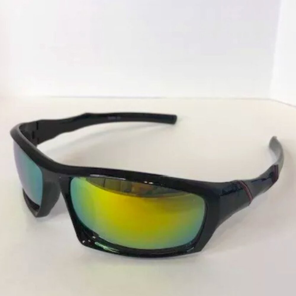 Sunglasses Black with Gold Mirror / Gray Polycarbonate safety Lenses